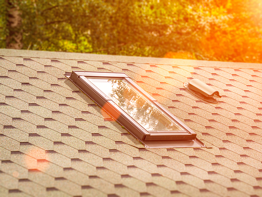 Soft Tiles House Roof With Skylight Window And Ventilation. Sola Skylights